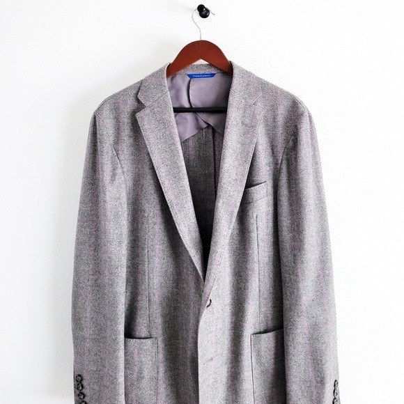 Adrian Jules Sport Coat Flannel Wool Blazer Plaid Gray Purple Mens 43 - Picture 2 of 15